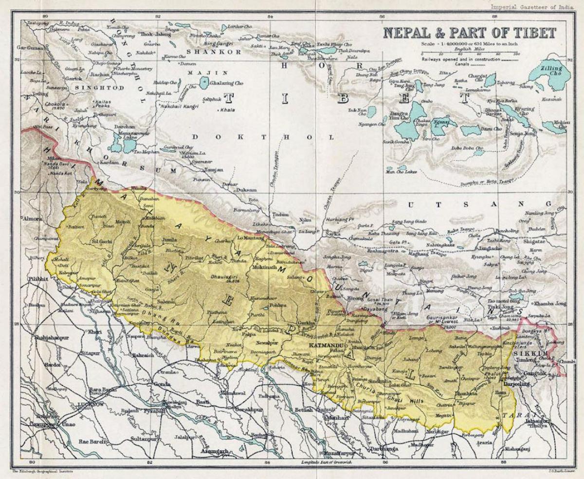ძალიან ძველი რუკა ნეპალი