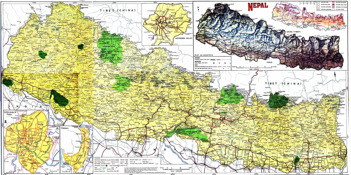 საგზაო რუკა ნეპალის ერთად მანძილი